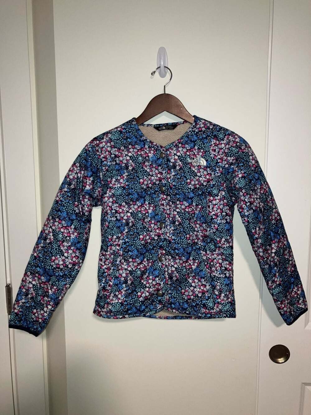 The North Face Girls Snap-Front Floral Jacket Sherpa Lining